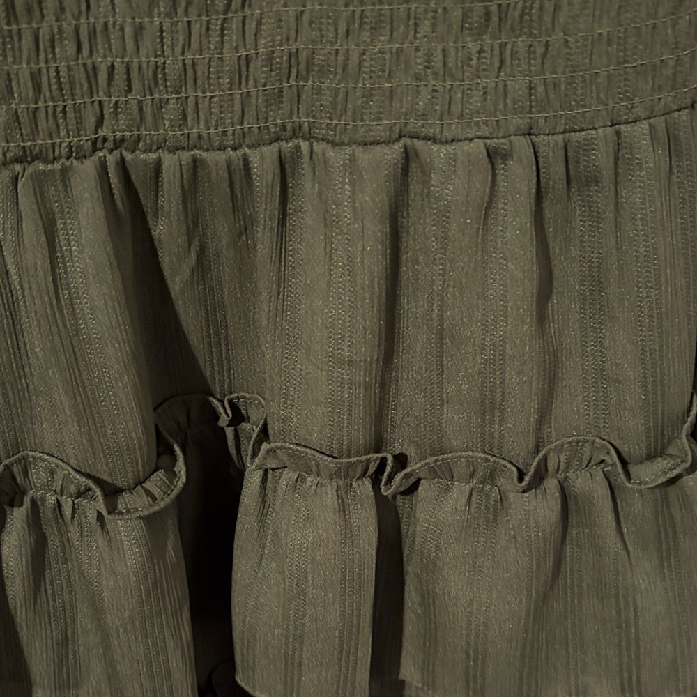 Chic Olive Green Ruffled Mini Dress - Picture 3 of 4